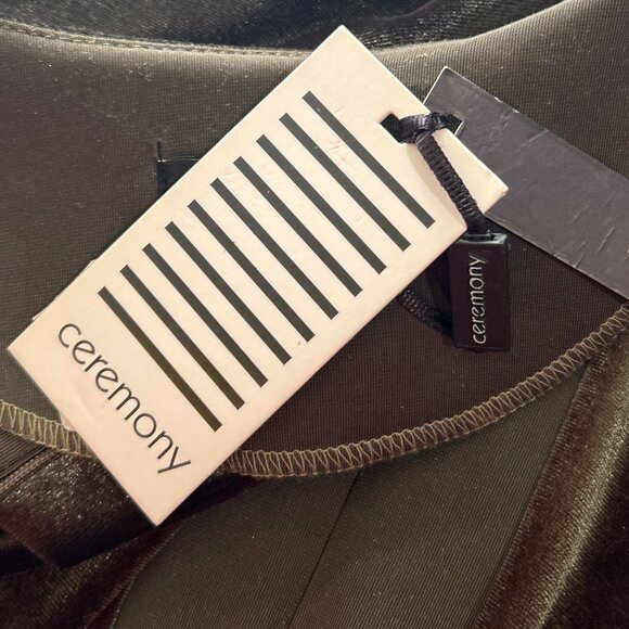 Ceremony NWT Olive Green Velvet Maxi Wedding Formal Minimalist Fairy 40's Glam - Picture 12 of 12